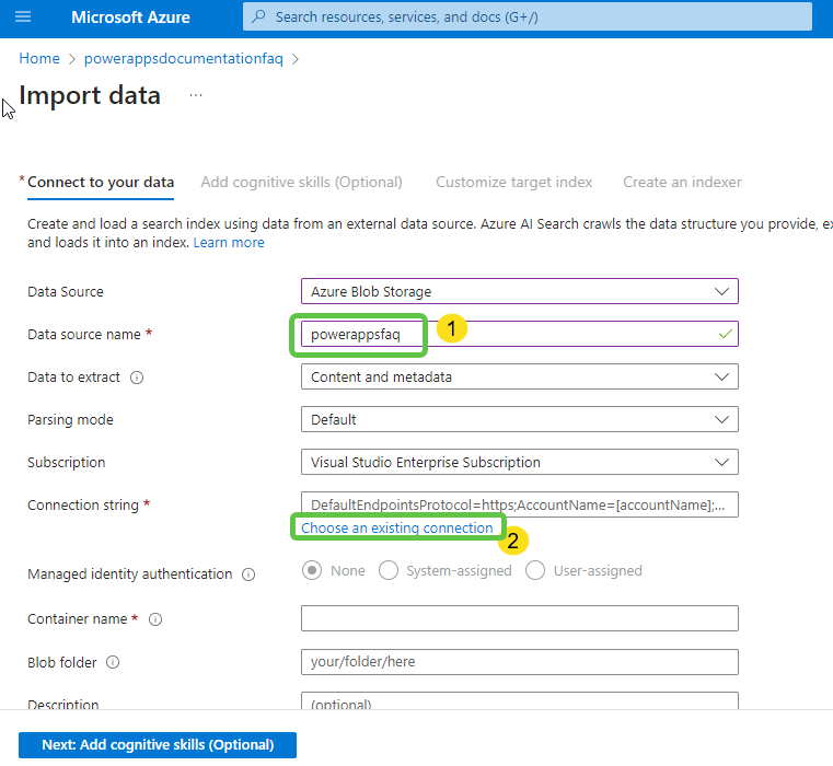 Choose Existing Connection